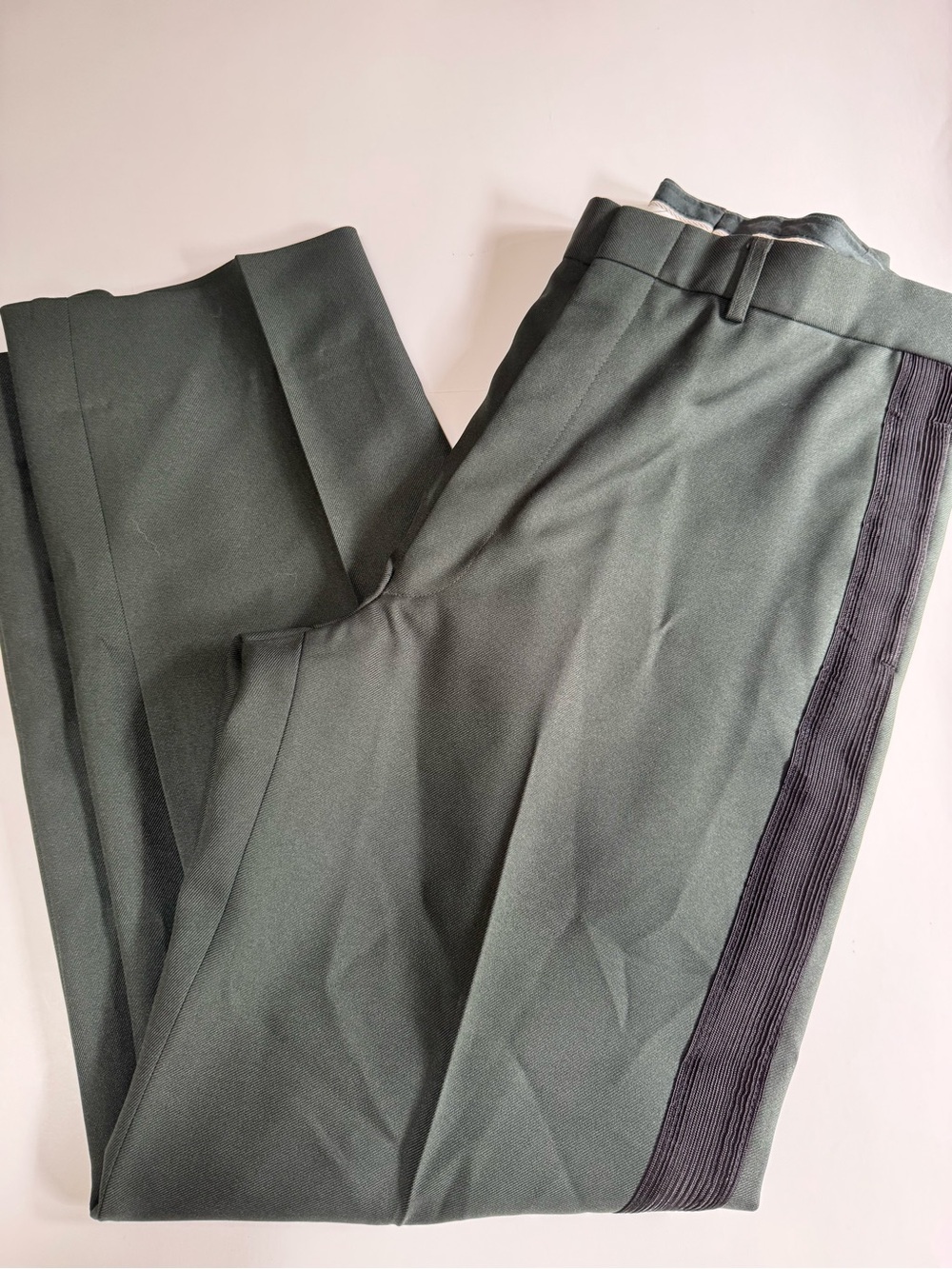 Bremen Bowden US Army Class A Green Dress Pants w/ Black Braid 35x29 Vintage